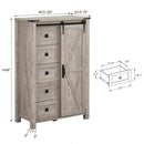 T4TREAM 5 Drawers Dresser for Bedroom w/Sliding Barn Door, Farmhouse Modern Tall Dresser 5 Chest of Drawers, Storage Organizer for Bedroom, Hallway, Living Room, Kids Room, Light Rustic Oak by TinyTreasures Baby Boutique