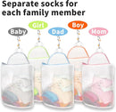 5Pcs Hanging Laundry Bags for Socks with S Hooks, 5 Color Mesh Laundry Bags for Washing Machine by TinyTreasures Baby Boutique