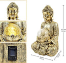 Nacome Meditating Buddha Statue with Solar Light,Zen Solar Garden Buddha with Cracked Glass Ball Sculpture-Indoor/Outdoor Decor for Balcony,Garden,Patio,Porch Yard Art Ornament,10.5 inch(Gold) by GreenHaven Gardens