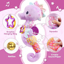 Baby Toys 0-6-12 Months,Musical Stuffed Animals Activity Soft Infant Toys with Multi-Sensory Crinkle, Rattle and Textures,Boys Newborn Baby Girl Toys, Seahorse, Purple by TinyTreasures Baby Boutique