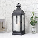 TRIROCKS Rustic Style Metal Candle Lantern 19'' High Decorative Hanging Lantern Candle Holder with Tempered Glass for Christmas Living Room Garden Yard Patio Parties Events Indoors Outdoors(Black) by CozyNest Decor