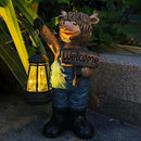 Solar Garden Statues -Highland Cow Lantern Outdoor Handmade Resin Statue with LED Light, and Welcome Holder for Patio, Yard, Gift Ideas (cow2) by CozyNest Decor
