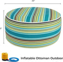FUNHOME Inflatable Outdoor Ottoman with Air Pump,20"x9" Portable Patio Pouf,Water Resistant,Fade-Resistant,Round Blow Up Footrest Stools for Home Garden Camping Travel(Green Stripe) by CozyNest Decor