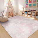 Washable Area Rugs 6'x9' Non-Slip Modern Abstract Soft for Living Room Entryway Bedroom Nursery, Print Pattern, Grey Pink by TinyTreasures Baby Boutique