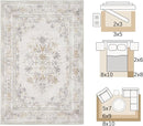 jinchan Vintage Floral 4x6 Area Rugs - Machine Washable Distressed Design Soft Ultra-Thin Low-Pile Non-Slip Carpet for Entryway Kitchen Bedroom Nursery Living Room Dining Room (4x6ft,Light Grey) by TinyTreasures Baby Boutique