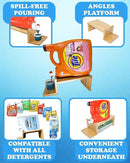 TidyFriend Laundry Detergent Dispenser with Tray & Strap, Laundry Soap Dispenser with Non-Slip Rubber Feet for Washing Room Organization, Easy Pour (Wood) by CozyNest Decor