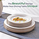 GBHOME Ceramic Dinnerware Sets,18 pcs Embossed Elegant Stoneware Plates and Bowls Sets, Housewarming Wedding Gift | Dishwasher & Microwave Safe | Dishes Set Service for 6 by CozyNest Decor