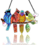 Stained Glass Window Hanging - Hummingbird on Branch Suncatcher Hand-Painted Double Side Stain Glass Cardinal Gifts Sun Catcher for Windows Doors Room Outdoor Home Decoration by TinyTreasures Baby Boutique