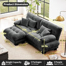 Loveseat Modular Sectional Sofa, L Shaped Couch with Ottoman, Cloud Couch Sectional Couch Home Sofa Living Room Oversized Couch Deep Seat Couch with Round Bolster Armrests 4 Pillows(Gray) by CozyNest Decor