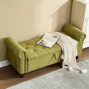 Furniliving 55” End of Bed Bench, Bedroom Bench with Button-Tufted, Large Upholstered Storage Ottoman Benches Entryway Bench with Storage Shoe Cabinet Bench, for Bedroom, Living Room, Linen, Green by CozyNest Decor