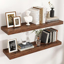 Floating Shelves - 2 Large Wall Mounted Shelves with Invisible Brackets, Long Wood Floating Wall Shelf for Living Room, Bedroom, Kitchen (Brown, 36" W x 9" D x 1.5" H) by TinyTreasures Baby Boutique