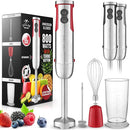 Zulay 4-in-1 Immersion Stick Mixer Hand Blender - 800 Watts, 12 Speeds, 5-ft Power Electric Cord, Handheld Portable, Stainless Steel Blades - With Whisk, Frother & Stick Blender Attachments - Red by TinyTreasures Baby Boutique