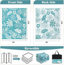 Pauwer Waterproof Outdoor Rug 9x12, Reversible Plastic Straw Patio Camping Rug, Indoor Outdoor RV Mat Carpet for Deck, Camper, Porch, Balcony, Backyard, Picnic, Floral Teal by GreenHaven Gardens