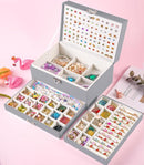 Earring Jewelry Box for Women Girls Stud Organizer, 5 Layers Grey Jewelry Organizer Box With Lock Earring Holder Organizer Ring and Necklace Jewelry Box with Earrings Holder for Women Girls by TinyTreasures Baby Boutique