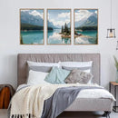 HLNIUC Large Mountain Lake Framed Canvas Wall Art Set,Beautiful Nature Landscape Wall Decor,Lake Forest and Mountain Scenery Art Print,Modern Scenic Wall Painting for Living Room,Bedroom - 16”x24”x3 by CozyNest Decor
