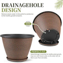 16 inch Plant Pots, Large Planters for Outdoor Plants Set of 4, Round Plastic Flower Pots with Drainage Holes & Trays, Modern Decorative Indoor Garden Pot, Plant Container for House (Black Copper) by CozyNest Decor