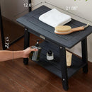 Large HDPS Shower Stool, Shower Bench for Inside to Sit On, Waterproof Bathroom Chair Seat for Shaving Legs, Foot Rest Stool with Storage Shelf, Non-Slip & No Maintenance, Black by TinyTreasures Baby Boutique