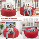 4FT Bean Bag Chair, Large Bean Bag Chairs with Memory Foam Filled, Fluffy Beanbag Sofa with Dutch Velvet Cover, Round BeanBag Chairs for Living Room, Playroom - Red by TinyTreasures Baby Boutique