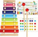 LOOIKOOS Xylophone for Kids Wood Xylophone with 2 Mallets Educational& Preschool Learning Baby Percussion Wooden Musical Instruments Toys for Boys and Girls by TinyTreasures Baby Boutique