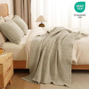PHF 100% Cotton Waffle Weave Throw Blanket, Soft Lightweight Breathable Cozy Summer Throws for Couch Bed Sofa, Luxury Aesthetic Woven Blanket for Home Decor & Office, 50"x60", Khaki by CozyNest Decor