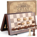AMEROUS 15'' Magnetic Wooden Chess Set for Adults Kids - with Folding Board, Gift Package, Pieces Storage Slots, Handmade Pieces,Chess Board Game Set for Tournament Professional Beginner by TinyTreasures Baby Boutique