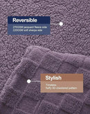 Pawque Super Soft Cozy Throw Blanket Twin Size for Couch Bed, Fluffy Sherpa Fleece Reversible Thick Warm Fuzzy Blanket for All-Season, 3D Checkered Jacquard Decorative Blankets, Purple, 60" x 80" by CozyNest Decor