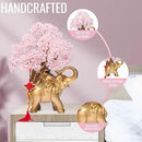 Rose Quartz Crystal Money Tree on Gold Elephant Statue, 17”Large Gemstone Bonsai Tree of Life Home Décor Gifts for Wealth Positive Energy, Feng Shui Décor by GreenHaven Gardens
