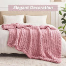 Chunky Knit Throw Blanket, 60''*80'' Knitted Throw Chenille Yarn for Bed Couch, Handmade Light Pink Crochet Big Thick Blanket, Machine Washable Cute Comfy Blanket for Home Decor by CozyNest Decor