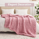 Chunky Knit Throw Blanket, 50''*60'' Knitted Throw Chenille Yarn for Bed Couch, Handmade Light Pink Crochet Big Thick Blanket, Machine Washable Cute Comfy Blanket for Home Decor by CozyNest Decor
