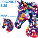 Wooden Puzzles for Adults, Horse Liberty Cool Wooden Jigsaw Puzzles(10.8 * 12.6in-200pcs), Unique Shape Animal Adult Pieces, Irregular Wood Puzzles Best Gift for Adults and Kids Family Game by TinyTreasures Baby Boutique