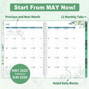 SUNEE Academic Planner 2025-2026 Weekly and Monthly, July 2025-June 2026, 8.5"x11", Tabs, Note Pages, Pockets, Bookmark, Flexible Cover, Spiral Binding, Greenery by TinyTreasures Baby Boutique