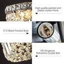 4-Light Black Crystal Chandeliers Flush Mount Chandelier Light Fixture with K9 Crystals Modern Ceiling Lights Elegant Round Lamp for Bedroom,Hallway,Bar,Living Room,Dining Room,H5.9 xW13.7 by CozyNest Decor