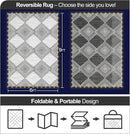 6x9ft Waterproof Outdoor Rug with LED Lights, Foldable Reversible Plastic Straw Mat for Patio RV Camping Picnic Balcony Beach Deck Indoor Outdoor Carpet, Black&White by CozyNest Decor