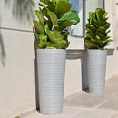GreenShip 27" Tall Planters, Set of 2 – Black Outdoor Planter for Front Porch & Tall Plants, Weather-Resistant, with Drainage Hole & Rubber Plug (No Plants Included) (Light Gray) by CozyNest Decor