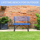 4/6/8 Feet Park Bench for Outside Heavy Duty Metal, Garden Benches Outdoor Bench with Backrest & Portable Frame, for Shopping Malls Stores Parks Patios Decks, Blue by GreenHaven Gardens