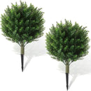 Yunlly 2 Pcs Artificial Cedar Topiary Ball Fake Tree 18" Bush Front Porch Decor Artificial Shrubs for Outdoors Faux Cypress with Ground Spike, Evergreen Plants for Indoor Garden Patio, UV Resistance by GreenHaven Gardens