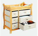 Badger Basket Sleigh Style Baby Changing Table - Diaper Station with 6 Removable Storage Baskets, Safety Rails, Pad, and Belt - Nursery Organizer - Natural/Ecru by TinyTreasures Baby Boutique