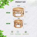 Set of 2 Boho Rattan Woven Round Decorative Risers Plant Stands Indoor, Mid Century Minimalist Modern Plant Stand, Wicker Short Plant Stand Holder Suitable Fits 8'' and 12'' Pots by GreenHaven Gardens