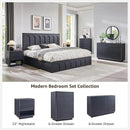 Nightstand with Charging Station, 22" Push-to-Open Bedside Table with 2 Storage Drawers, Large Modern End Table for Bedroom,Black by CozyNest Decor