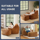 Giant Bean Bag Chairs for Adults, Oversized Chaise Lounge Chair Indoor with Memory Foam - Plush Boneless Lounger & Ottoman for Bedroom, Living Room, Gaming & Reading, Lazy Floor Sofa Chair, Orange by CozyNest Decor