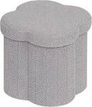 B FSOBEIIALEO Storage Ottoman Cube, Flowers Shaped Ottomans with Storage Foot Stool Footrest, Boucle Ottoman Seat for Dorm Room, Faux Teddy Fur, Grey 15"x15"x15" by CozyNest Decor