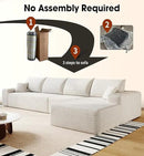 136" Sectional Couches for Living Room Modern Modular Sofa with L-Shape Couchs Upholstered Boneless Couch Deep Seat Sectional Couch with Chaise (White, Right Facing Chaise+3Seaters) by CozyNest Decor