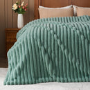 NEWCOSPLAY Faux Fur Twin Blanket New Sage Green 3D Ribbed Plush Thick Warm Blanket for Couch Sofa Bed 850GSM (New Sage Green Ribbed, Twin(60"x80")) by CozyNest Decor