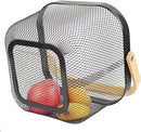 Metal Mesh Steel Basket, Storage Organizer Basket Multi-functional Hanging Kitchen Baskets Fruit Basket Bin with Bamboo Handle for Kitchen Bathroom Picnic Shopping Decor Cabinet Home, Black by GreenHaven Gardens