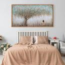 Aurlan Tree of Life Hand Painted Framed Wall Decor(40"x20"), Large Abstract Girl under Tree Oil Painting Canvas Artwork, Modern Nature Landscape Art for Office Living Room Bedroom by CozyNest Decor