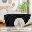 Chunky Knit Blanket Throw, 100% Hand Knit Throw Blanket Handmade Chenille Cable Knit Throw for Couch, Stylish Cozy Soft Rope Knot Crochet Blanket for Home Decor, Black, 50x60 Inches by CozyNest Decor
