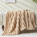 NEWCOSPLAY Super Soft Twin Blanket Brown Premium Silky Flannel Fleece 3D Ribbed Jacquard Lightweight Bed Blanket All Season Use (Brown Ribbed, Twin(60"x80")) by CozyNest Decor