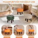 13in Small Foot Stool Ottoman, Round Faux Leather Foot Rest for Couch, Under Desk Pouf Footstool Footrest with Non-Skid Rubber Legs for Ling Room, Bedroom, 13''L x 13''W x 10.2''H, Orange by CozyNest Decor