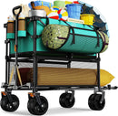 Foldable 50''L Extra Long Double Decker Wagon for Sport, 400L Collapsible Heavy Duty Wagon Cart with Big Wheels, Utility All-Terrain Large Extender Cart for Outdoors, Light Blue by GreenHaven Gardens
