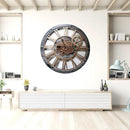 The Gears Clock 36'' Inch Real Moving Gear Wall Clock Vintage Industrial Oversized Rustic Farmhouse (Vintage Carbon Grey and Bronze) by CozyNest Decor